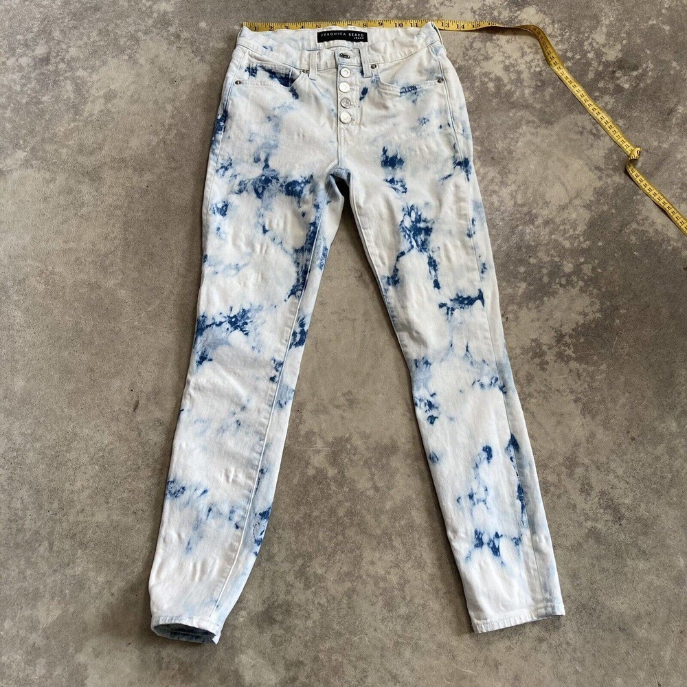 Veronica Beard Jeans Womens 25 Debbie Skinny High Rise Button Fly Tie Dye‎